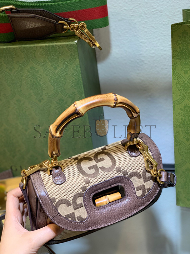 GUCCI BAMBOO 1947 JUMBO SMALL TOP HANDLE BAG 675797 (21*15*7cm)